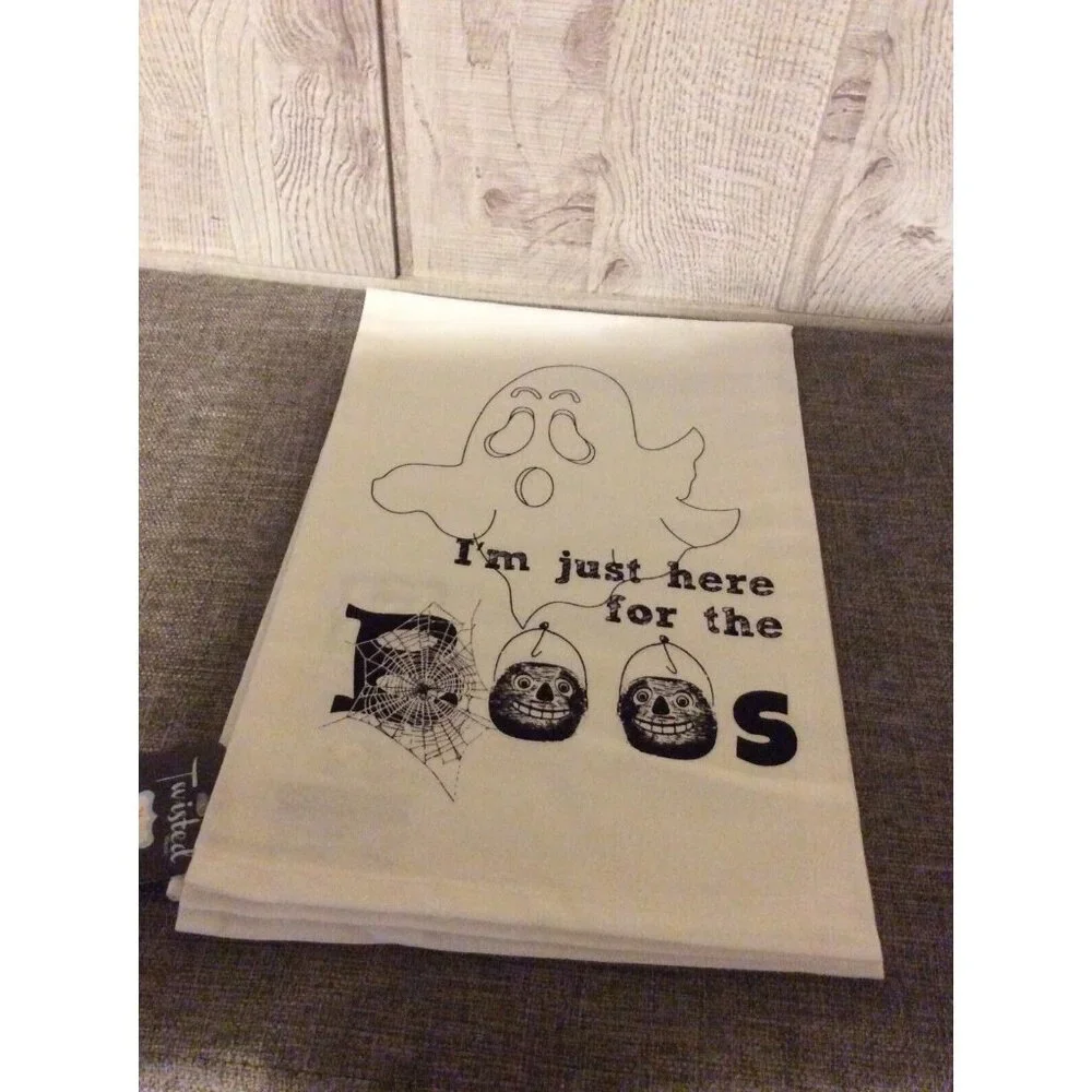 Twisted Wares Hang Tight Cotton Flour Sack Towel Here For The Boos Ghost